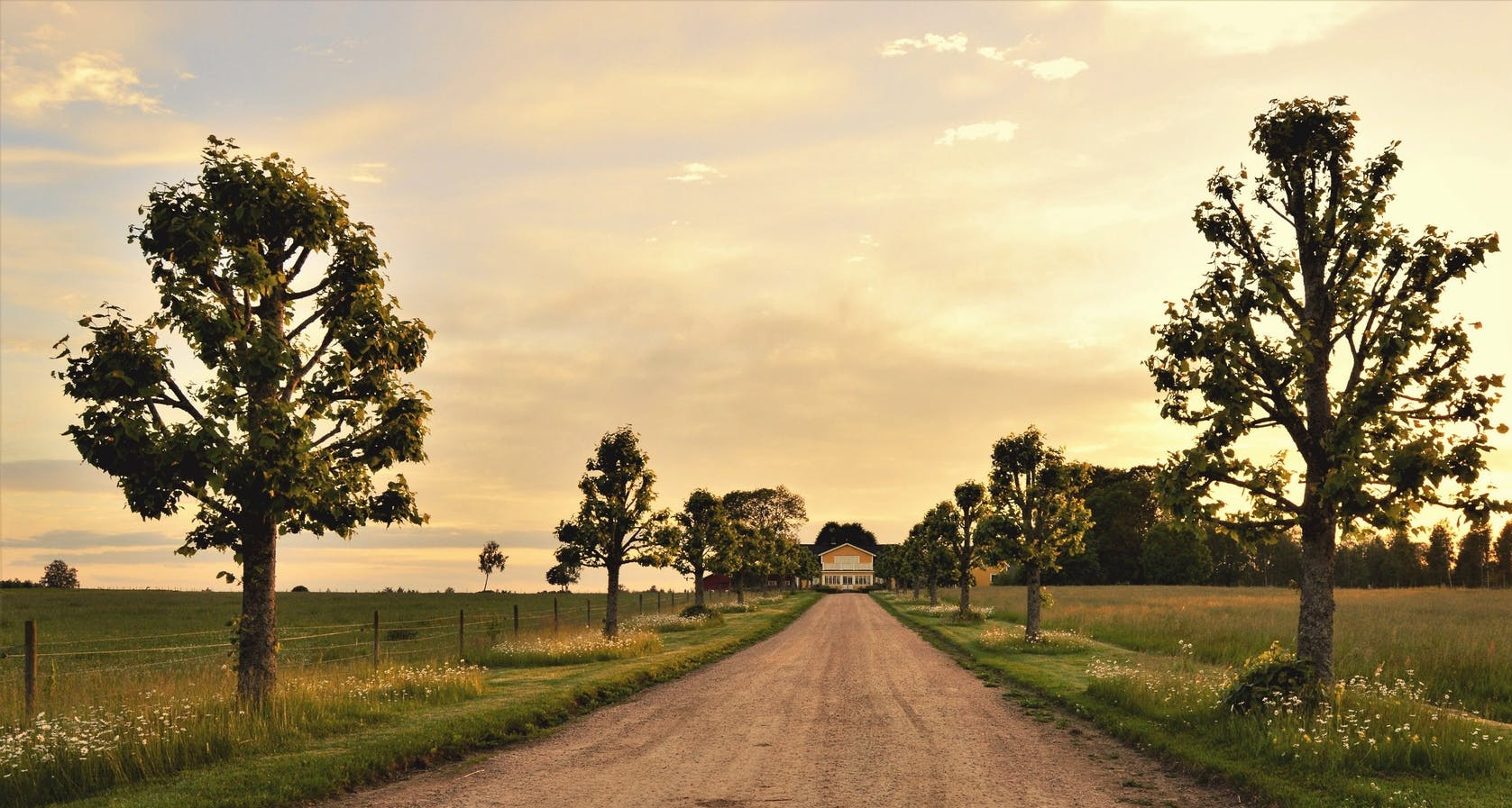 clouds country countryside dirt road